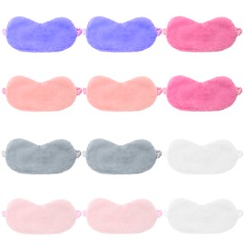 12 Pack Plush Eye Mask, Soft Satin Eye Mask For Sleeping, Eye Covers Sleeping Blindfold Furry Eye Cover for Girls and Adult Eye Protection (Multi-color)