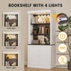 IDEALHOUSE White Bookshelf with Doors & Storage Cabinet, 5-Tier Tall
