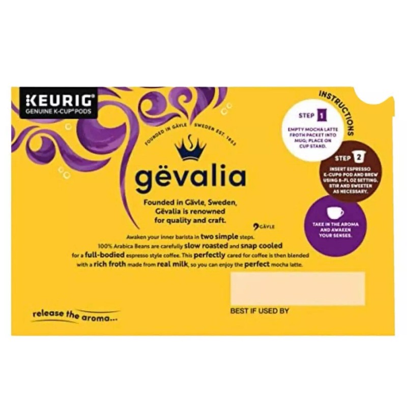 Gevalia Frothy 2-Step Mocha Latte Espresso K-Cup Coffee Pods &