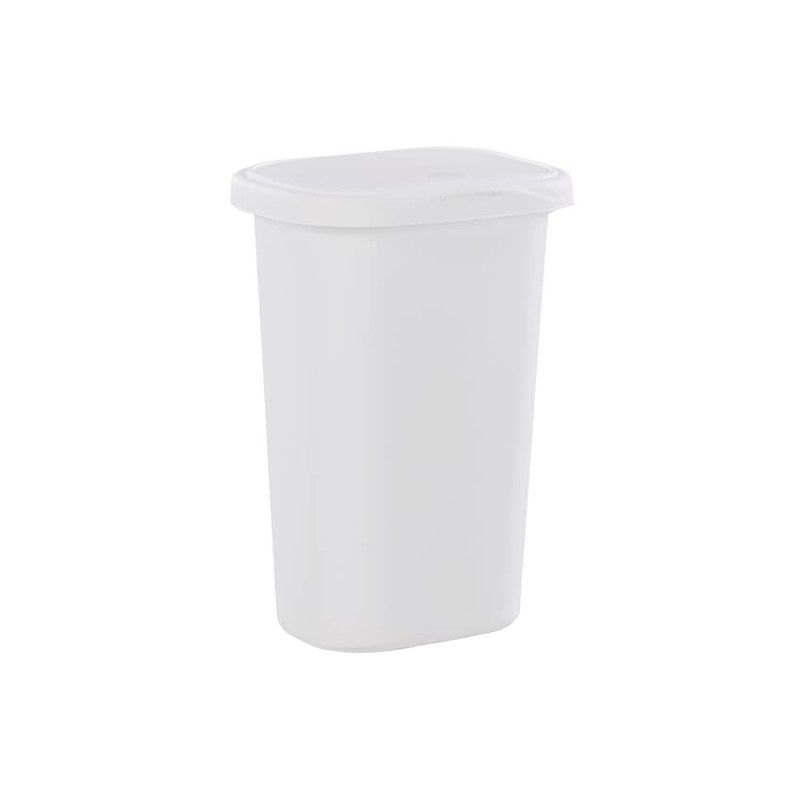 Rubbermaid Spring Top Lid Trash Can, 13-Gallon, White Plastic Wastebasket/Garbage