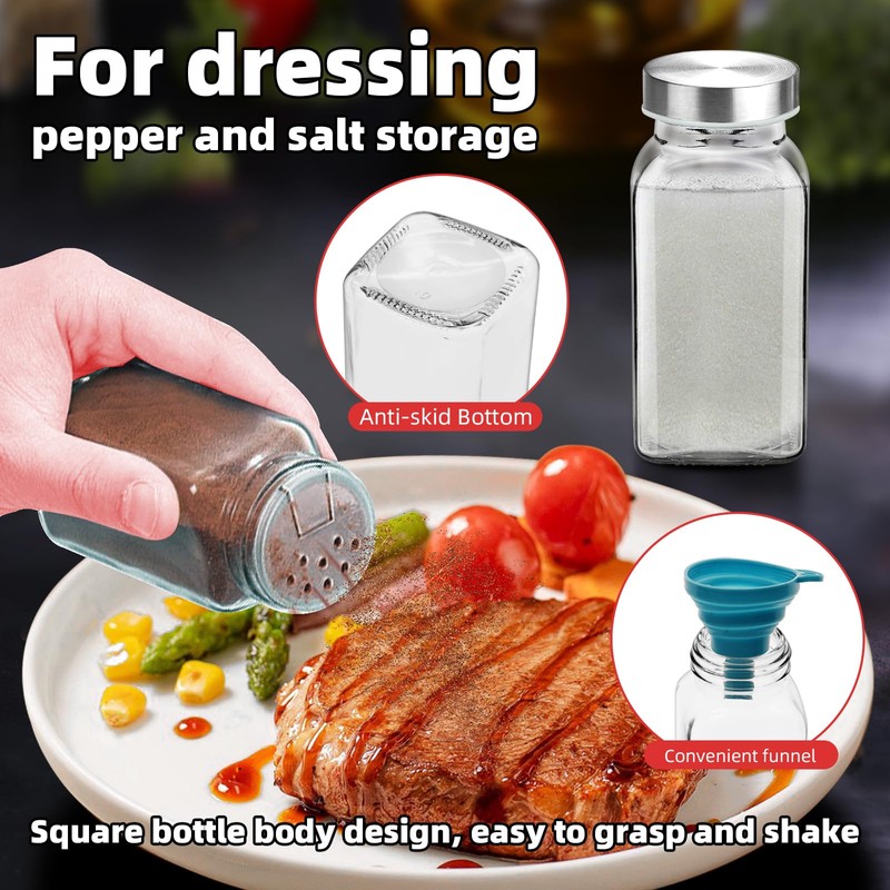eispap 6Pcs 6oz Glass Spice Jars 304 Stainless steel Lids