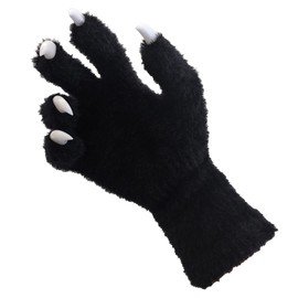 SCLMRO Kigurumi paws & Fursuit paws, kig Ver, Black Furry Costume Gloves with White Claws, Cosplay Paw Gloves (Black)