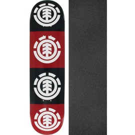 Element Skateboards Quadrant Red/Black/White Skateboard Deck - 7.75" x 31.7" with Jessup Black Griptape - Bundle of 2 Items