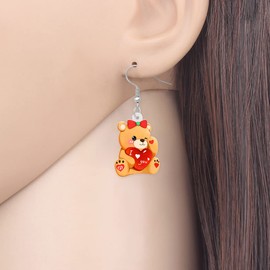 DALANE Valentines Day Acrylic Cute Toy Bear Earrings Dangle Fashion Jewelry Charms Gifts for Women