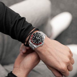 MASTOP Men Automatic Mechanical Watches Full Steel Waterproof Mens Watches with Calendar (Silver)