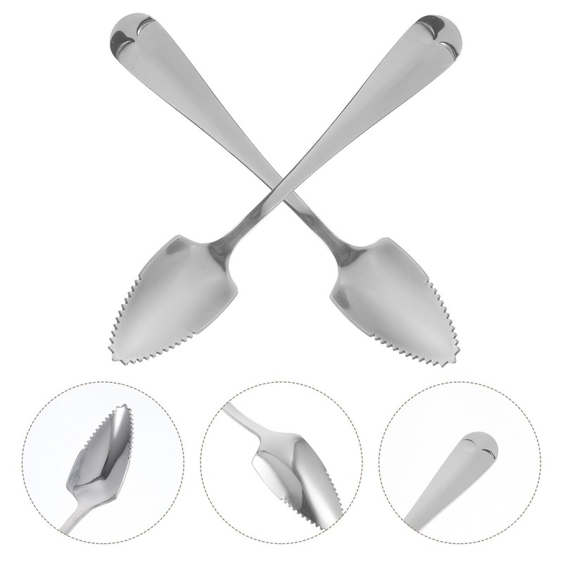 Housoutil Grapefruit Serrated Knife Spoons : 2pcs Stainless Steel Spoons