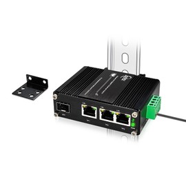Zhpuostd 3 Ports Mini Industrial Gigabit Ethernet Switch 10/100/1000Mbps RJ45, 100/1000Base-X SFP Port Din Rail Network Switch Unmanaged Optic Fiber Switch 12-48V DC (No Power Supply or Cord)