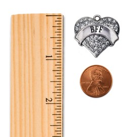 Inspired Silver - BFF - Silver Memory Charm for Women - Pave Heart Charm Jewelry Gift with Cubic Zirconia - Women's Charm for Bracelets