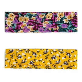 TERSE Headbands for Women Trendy Floral Print - Non Slip Summer Head Bands Soft Fabric Hair Bands for Workout Yoga Running Sport