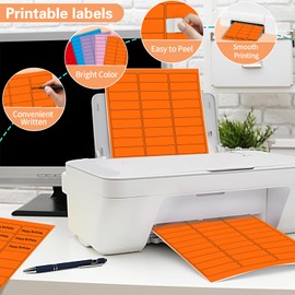 1" x 2-5/8" Colored Address Labels, 600 Bright Orange Label Stickers- Laser/Ink Jet Printer Mailing Labels, 8.5"x11" 20 per Sheet