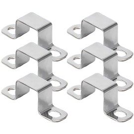 AGUTEA 25x25mm Stainless Steel Square Tube Clamp, Silver Fixed Bracket, 2-Hole U-Shaped Connecting Bracket, for Home Decor (Pack of 6) (1 inch)