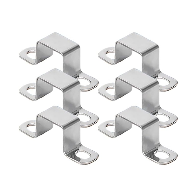 AGUTEA 25x25mm Stainless Steel Square Tube Clamp, Silver Fixed Bracket,