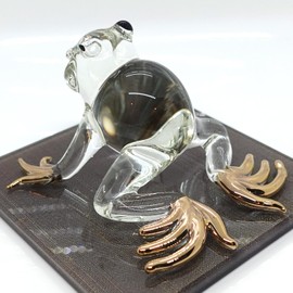 Sansukjai Frog Miniature Tiny Figurines Hand Blown Glass Art Animals Collectible Gift Home Décor (Clear Gold)
