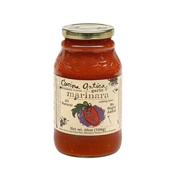 Cucina Antica - Garlic Marinara Pasta Sauce - 25oz (Pack of 6) - Non GMO, Whole 30 Approved, Gluten Free