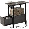 LIDYUK End Table with Charging Station, Narrow Side Table with