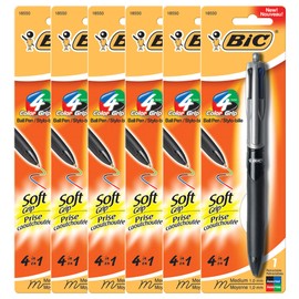 BIC 4-Color Pro Grip Retractable Ball Pen, Assorted Colors, Medium Point (1.0mm), 1-Count, Box of 6 Packs
