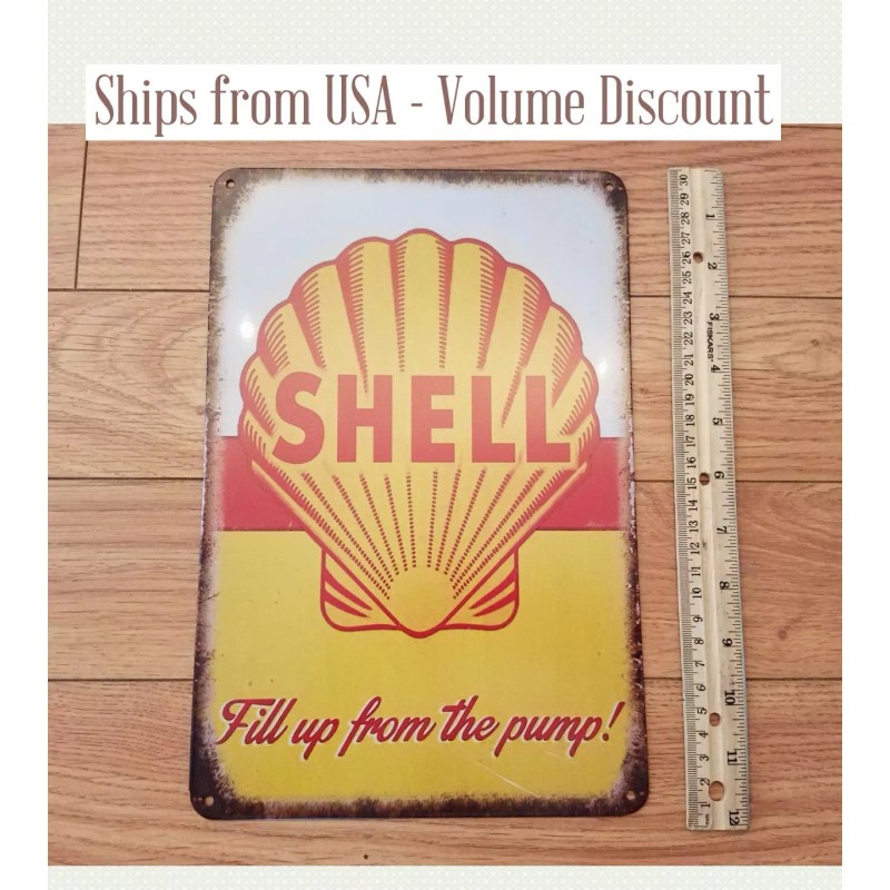 Shell Motor Oil Sign Shell Gas Station Sign Shell Tin