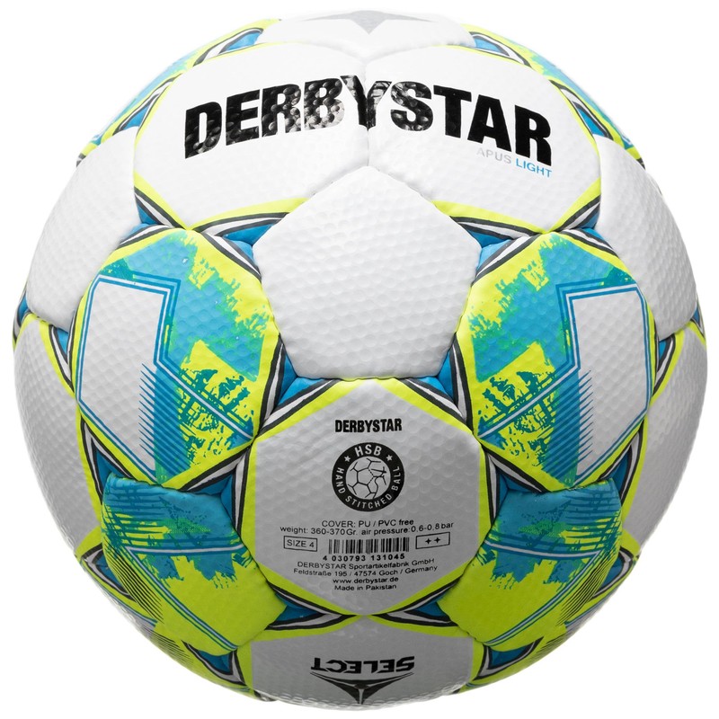 Derbystar Unisex Youth Apus Light v23 Football, White Yellow, 4