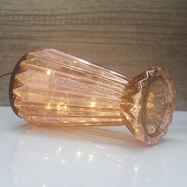 CFDECOR Mercury Glass Pillar Candle Pedestal Holders with Fairy Lights, Lighted up Candle Holder for Pillar Candle, Candlestick Holders with Timer for Wedding Home Dining Table Xmas (Rosegold)