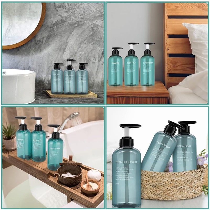 3Pcs Shampoo and Conditioner Dispenser, Shampoo Bottles, Refillable Shampoo and
