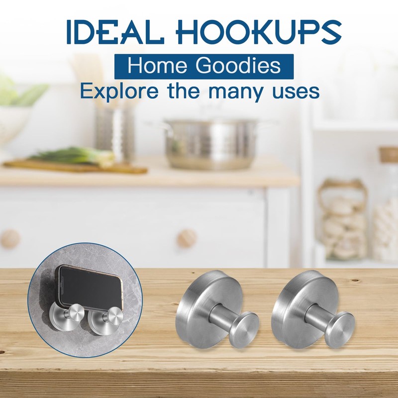 ZOCONE 4 Pcs Suction Hooks No-Drill Suction Cup Hooks, Stainless