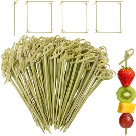 1000 Pcs Bulk Cocktail Picks, 4.7 IN Handmade Bamboo Knot Picks, Fancy Toothpicks for Appetizers, Fruit Skewers Food Sticks for Drinks Garnish Sandwich Charcuterie Accessories Party Catering Supplies