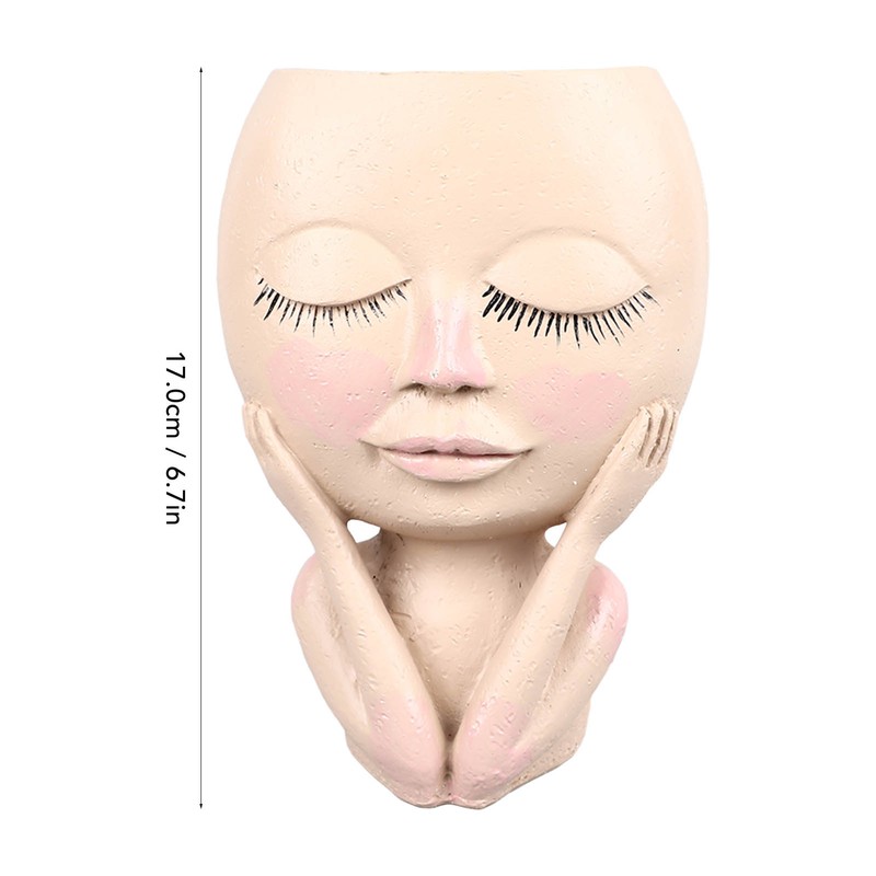 Unique Head Plant Pot with Drainage Hole Resin DIY Face