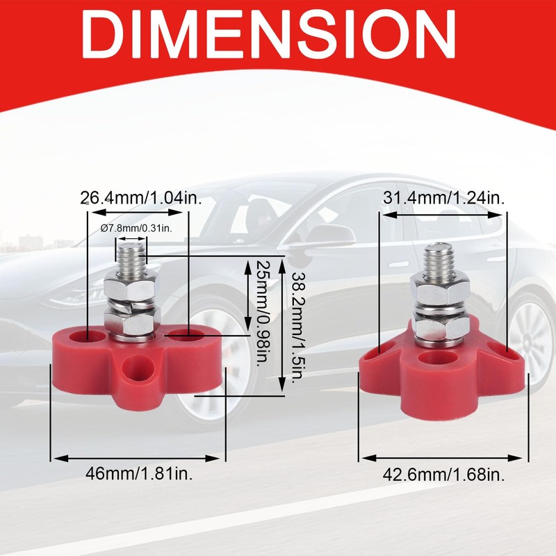 JIQI 2Pcs Bus Bar Terminal Block 5/16" Single Stud Battery