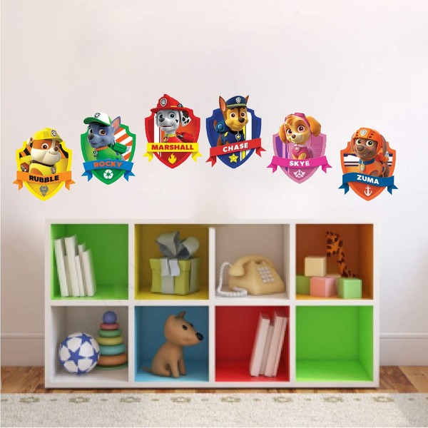 Paw Wall Decals Kids Cartoon - Paw Team Kids for Bedroom Apartment Wall Decor Toys Kids Nursery Removable Decoration TV Show Wall Mural, s20