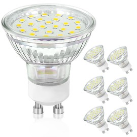 CRIRY GU10 - Bombillas LED regulables equivalentes a 40 W, 5 W 5000 K, luz blanca brillante, reemplazo de foco LED para empotrar, 400 lúmenes, 6 paquetes