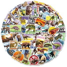 Emzenas 100 Pcs Dinosaur Stickers with Phrases for Kids Boys, Dinosaur Party Favors, Water Bottles, Luggage, Kids Rewards, Cool Dinosaurs Vinyl Stickers.