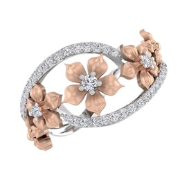 Siam panva Fabulous 925 Silver Floral Ring Two Tone Rose Gold Flower Jewelry Sz 6-10 (US Code 8)