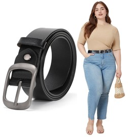 JASGOOD Large Women Fashion Leather Belts Women Plus Size Casual Belt for Women Jeans Pants Dress,Black,Fit Waist Size 37"-42"