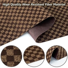 LITA 2'~82' Custom Sizes Runner Rug Mat Indoor Outdoor Utility Carpet,Area Rugs with Non Slip Rubber Backing for Hallway Kitchen Entryway Balcony Garage Stair Laundry, Checked Brown, 3' x 5'