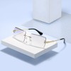 aisswzber Fashion Rimless Rectangle Sunglasses for Women Men Square Glasses