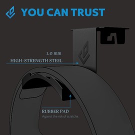 DEZCTOP Headphone Stand Holder Under Desk, PC Gaming Headset Hanger Mount, Earphone Stand Accessories, Headset Hook Holder for All Over Ear Headphone, for All Gamer Headset and Table Boards, Black