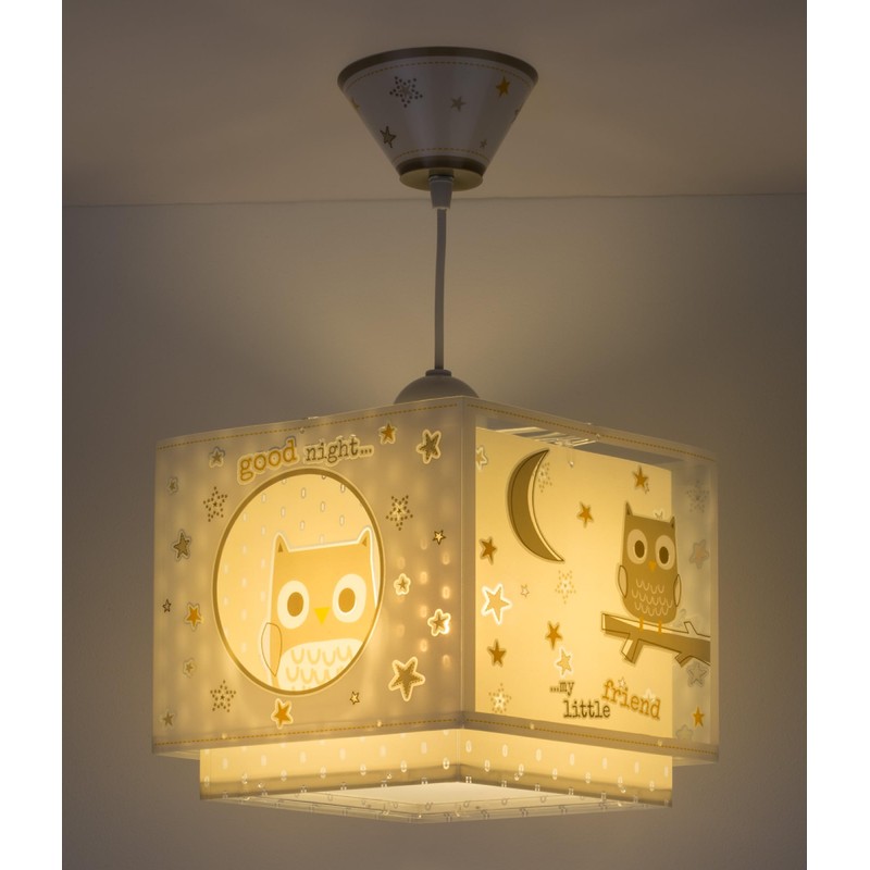 Dalber Children's Lamp, Pendant Light, Owl, Animals, Good Night, Beige