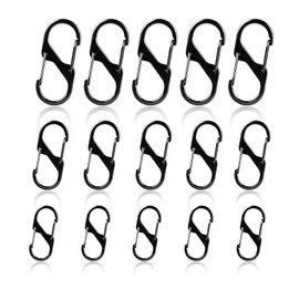 30-Pcs Black Stainless Steel S Shaped Carabiner Clips, Anti Theft Zipper Locking ClipsDeterrent Spring Keychain Snap Buckle for Camping Travel Outdoor Travel Luggage Suitcase Keeps Zippers Closed