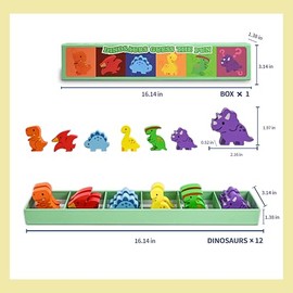 Dinosaur Toys, Color Stack Game Toy, Fun Family Game for Kids, Board Wooden Educational Memory Toy, Montessori Toy for 3 Year Old Kids and Adults, Bir