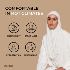 Voile Chic Bamboo Ribbed Jersey Hijab Scarf for Women - Head Scarf for Women - Cream