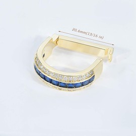 Men's Classic Square Cubic Zirconia Tie Clips Tie Holder Crystal Necktie Ring Tie Tacks Accessories for Wedding Business with Gift Box (Gold Blue)