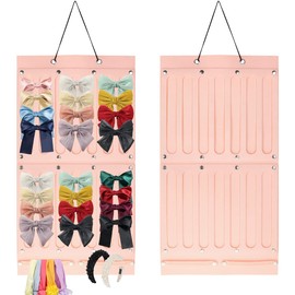 Jetcloud Hair Bows Holder Wall Hanging Large Pink Headband Barrettes Organizer Durable Felt Hair Clips Storage Display Hanger for Girl Baby Room Decor