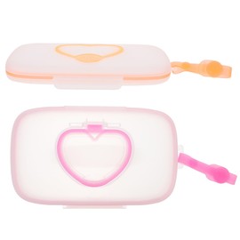 Beavorty 2pcs Portable Wipe Dispenser for Travel Wipe Holder with Wide Opening Design Lightweight Wet Tissue Case for Home Outdoor Room Pink White Orange