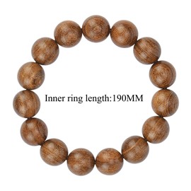 anzhongli Prayer Beads Bracelet 15MM for Men and Women Beaded Bracelet Sandalwood Elastic(15mm 15 Beads Gold Sandalwood)