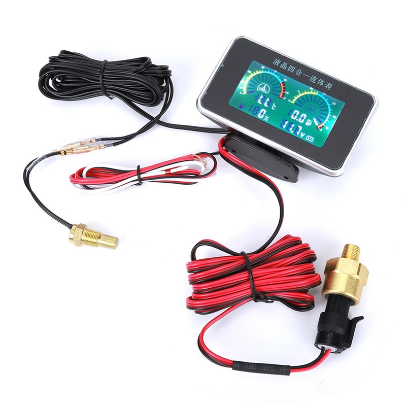 DC 9V-36V 4-In-1 Car LCD Digital Display Voltmeter Fuel Gauge