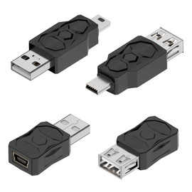 GELRHONR 4pcs USB to Mini USB Adapter, USB 2.0 A Male to USB B Mini 5 Pin Female Converter Support 5V / 2A Charging 480Mbps Data Transfer for Phones/Digital Cameras (USB to Mini USB)