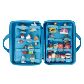 Qixiang CB Carrying Case for Tonies Figures Audio Play Character, Toy Storage Box with Handle for Tony Figurine with 28PCS Carrying Holder (Blue)