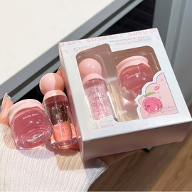 립글로우 립글로스 및 립 마스크 세트 2개 보습 입술 복숭아맛 메이크업 Lip Glow Lip Gloss and Lip Mask Set 2pcs Moisturizing Peach Flavor Makeup