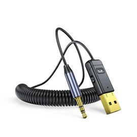 Aux Wireless Adapter, Automotive USB 2.0 to 3.5 mm Jack Kit, Aux to Bluetooth 5.0 Adapter for Hands-Free Kit, 3.5 mm Bluetooth Receiver, Compatible with Car and Home Audio