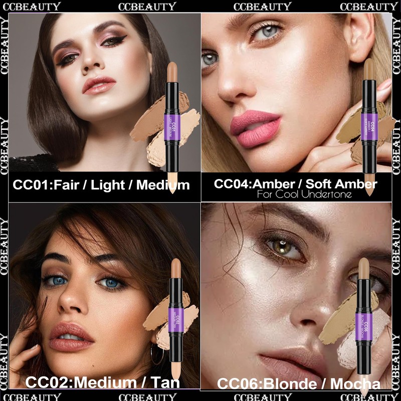 CCbeauty 2-IN-1 Matte Contour Stick Makeup,Cream Dual Highlighter Bronzer Stick,